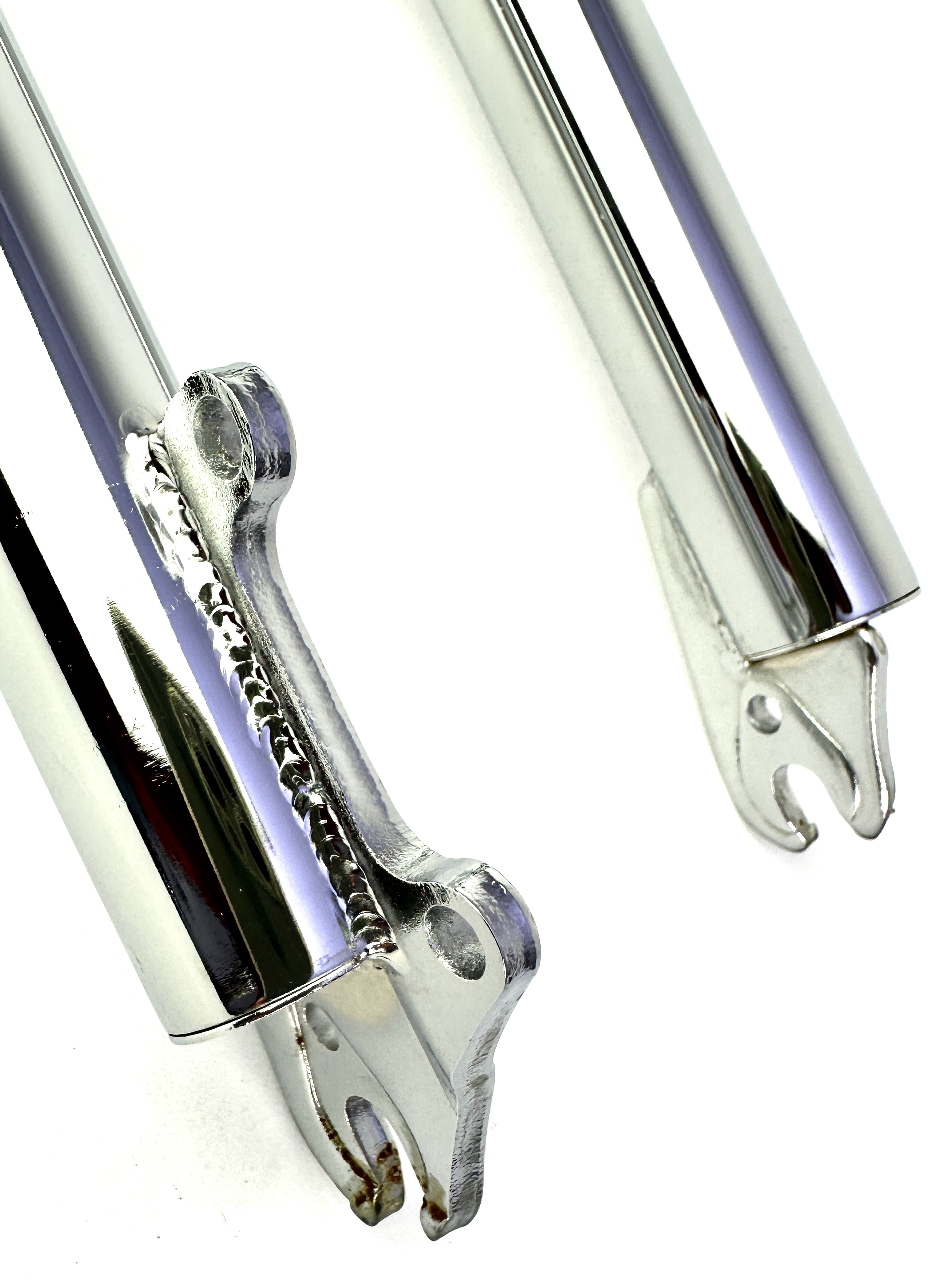 1-Doppelbrückengabel, verchromt 570 mm, für 20-26 Zoll-Reifen 1 Zoll Schaft