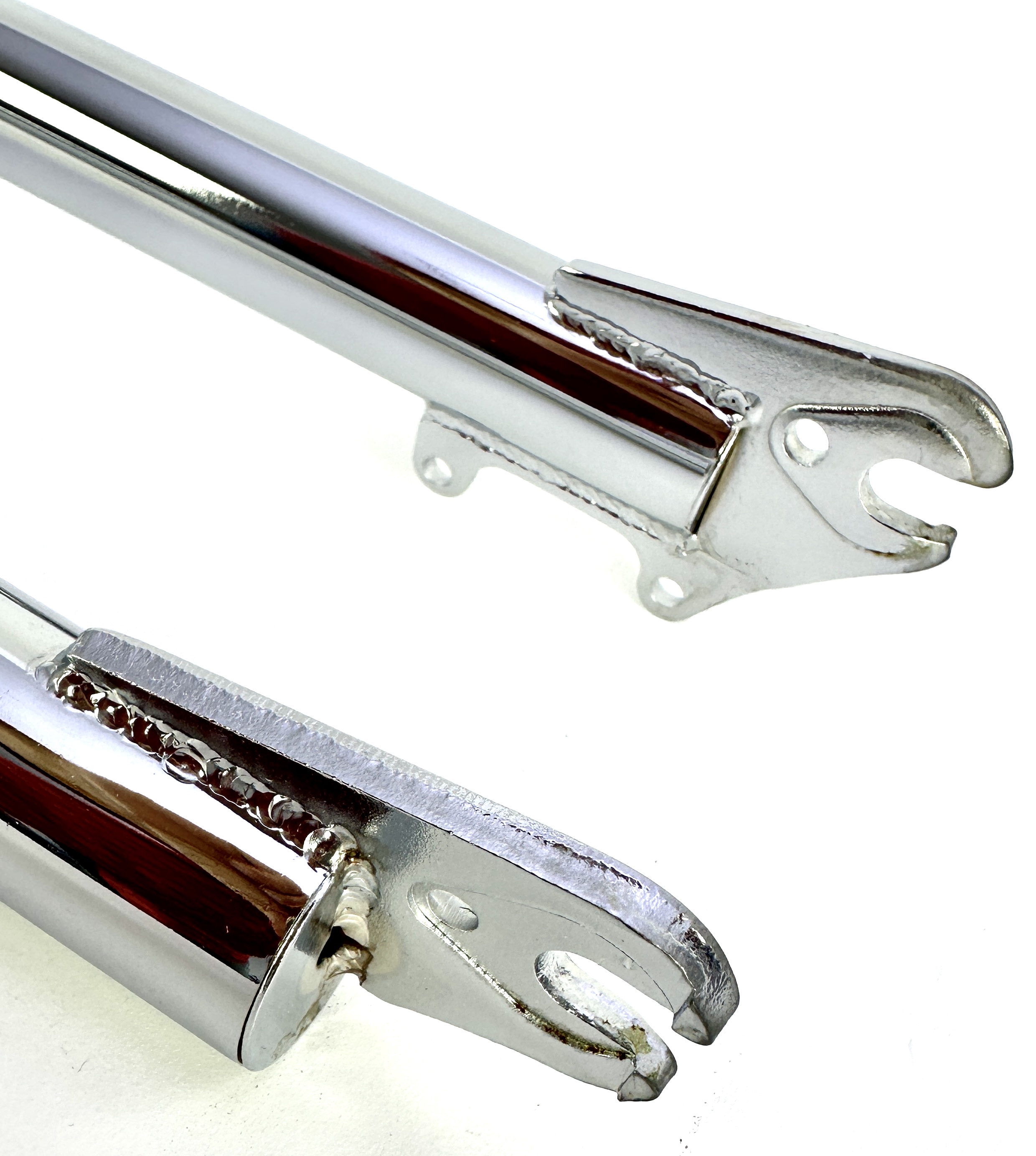 1-Doppelbrückengabel, verchromt 570 mm, für 20-26 Zoll-Reifen 1 Zoll Schaft