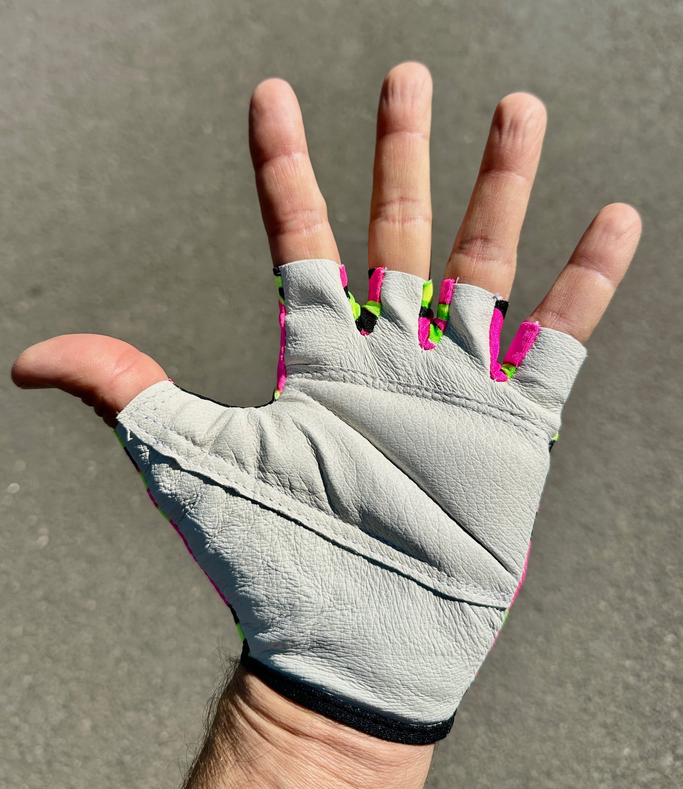 Original 90er Jahr Vintage Fahrradhandschuhe Neon, L / 10
