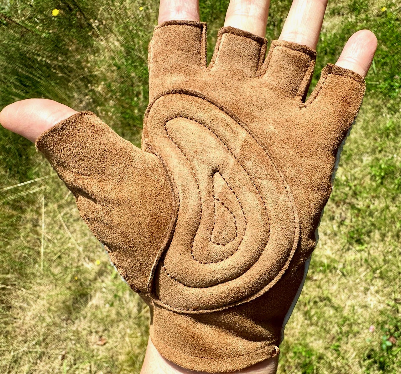 Original GANT 1970s Vintage Fahrradhandschuhe RACER, beige/zimtbraun Größe 7