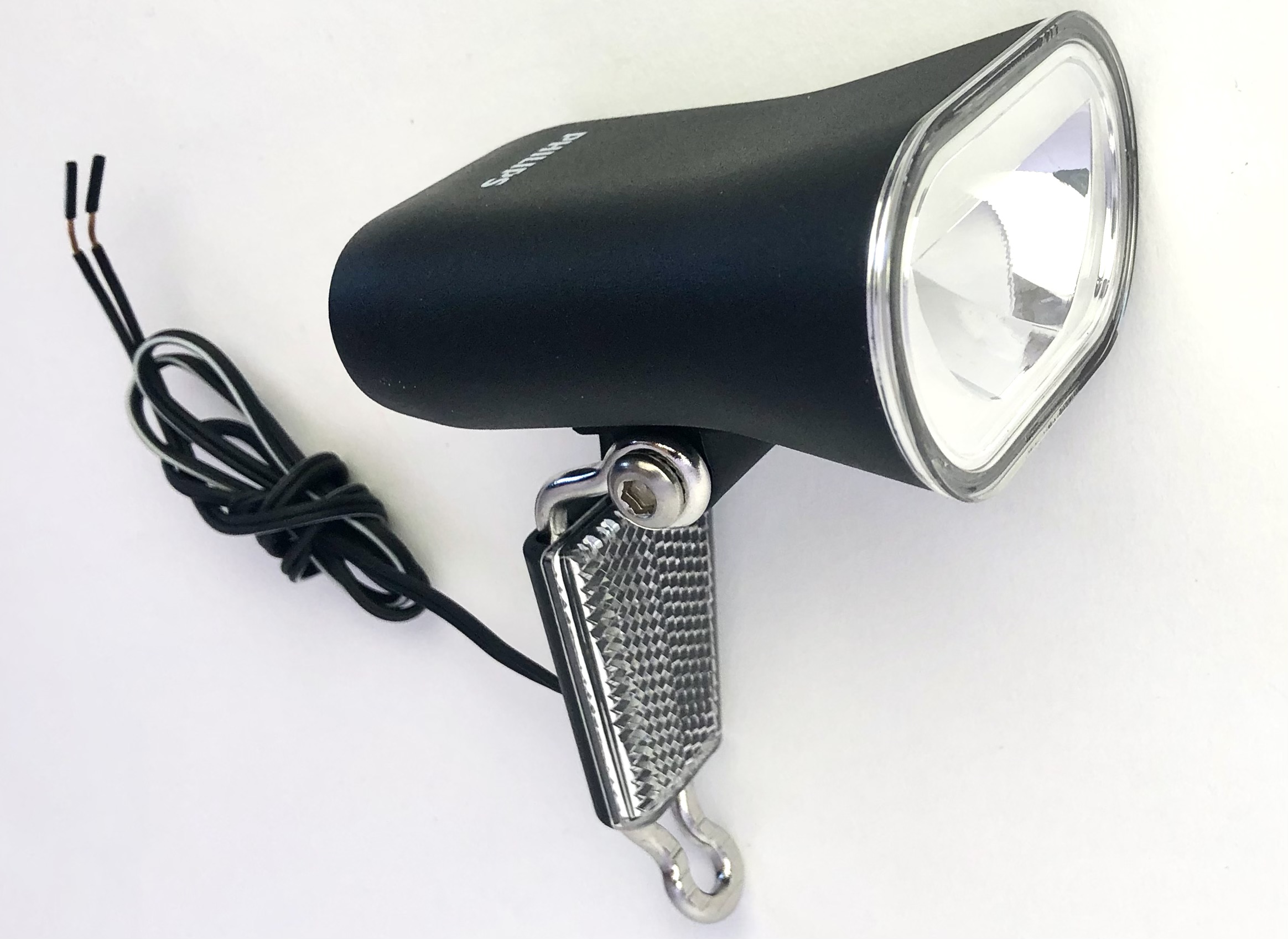 Philips LED E-Bike / Nabendynamo Frontlampe schwarz mit Reflektor zur Gabelmontage