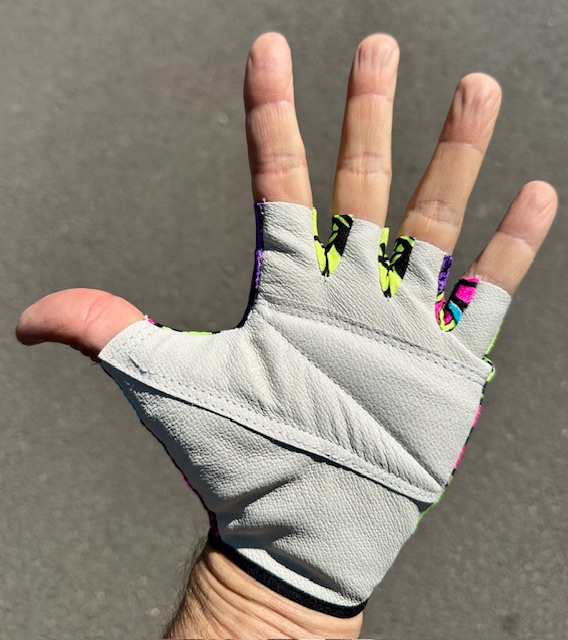 Original 90er Jahr Vintage Fahrradhandschuhe Neon Dschungel, L / 10