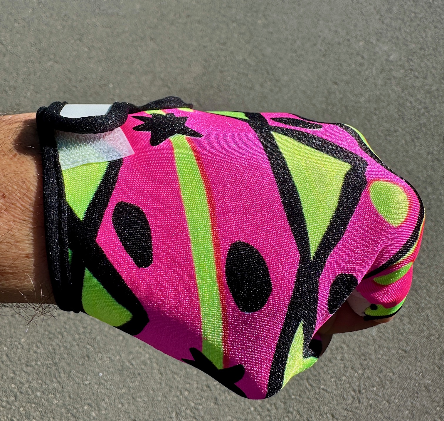 Original 90er Jahr Vintage Fahrradhandschuhe Neon, L / 10