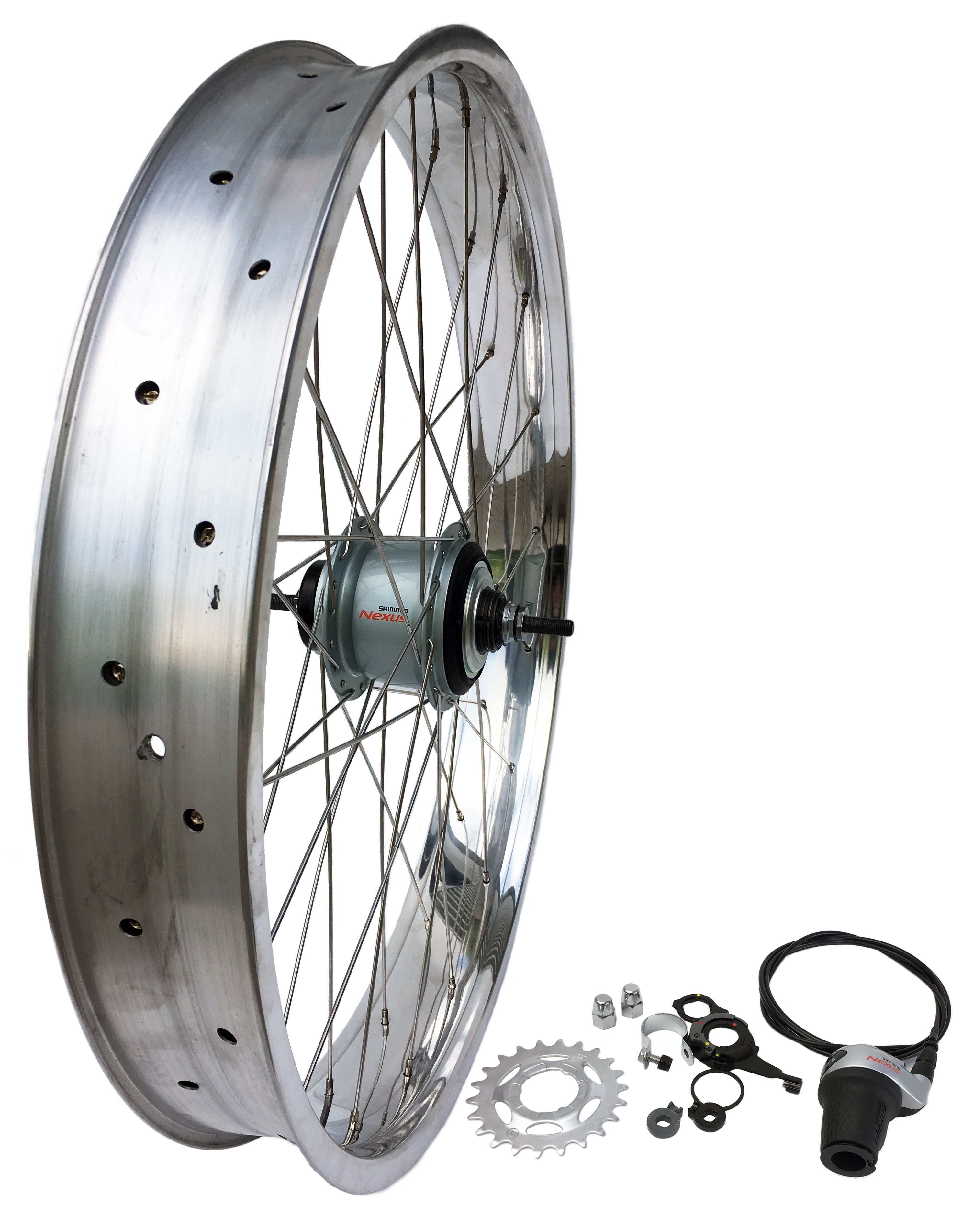 24 Hinterrad 82 mm Alufelge 8-Gang Shimano poliert
