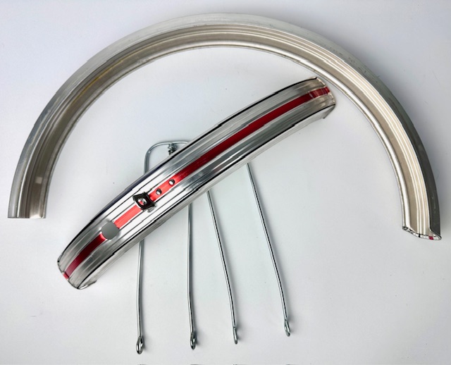 Vintage Schutzblechset 18 Zoll silber, rot und schwarz liniert