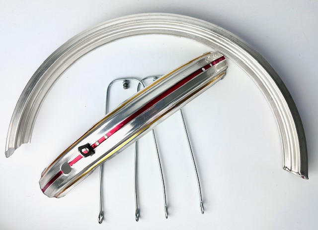 Vintage Schutzblechset 16 Zoll silber, rot und gold liniert