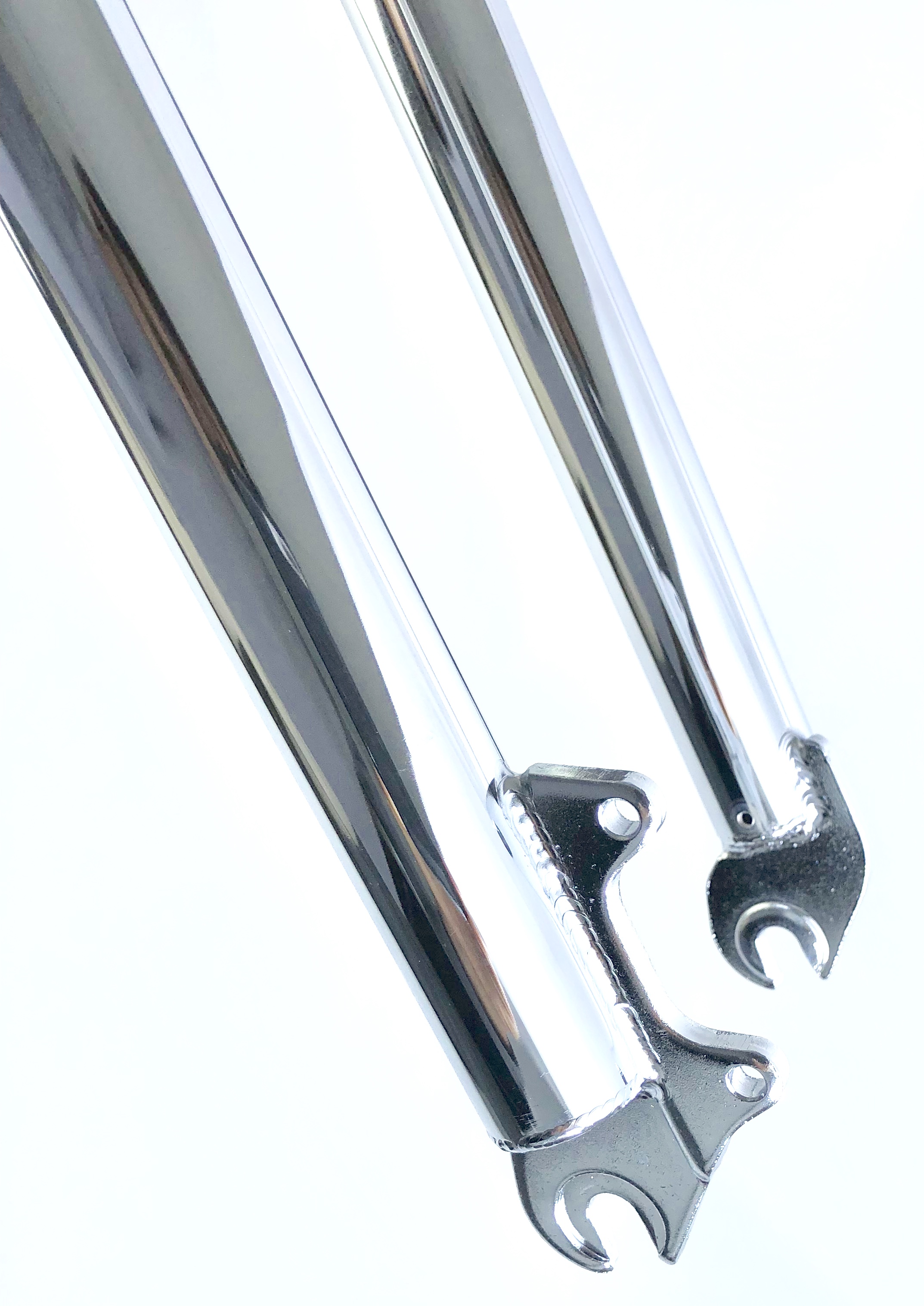 Doppelbrückengabel, langer Schaft, offset 840 mm, verchromt für 20-28 Zoll Reifen 1 1/8 Schaft