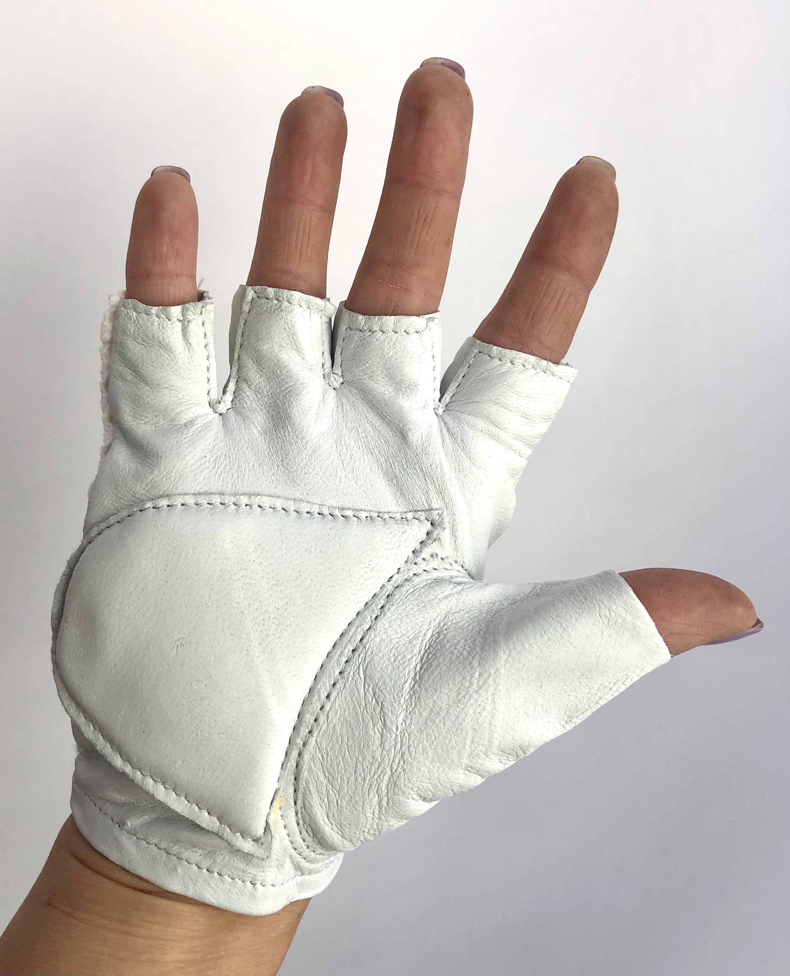 Original GANT 1970-90s Vintage Fahrradhandschuhe, Fahrerhandschuhe weiß / blau, Größe 8