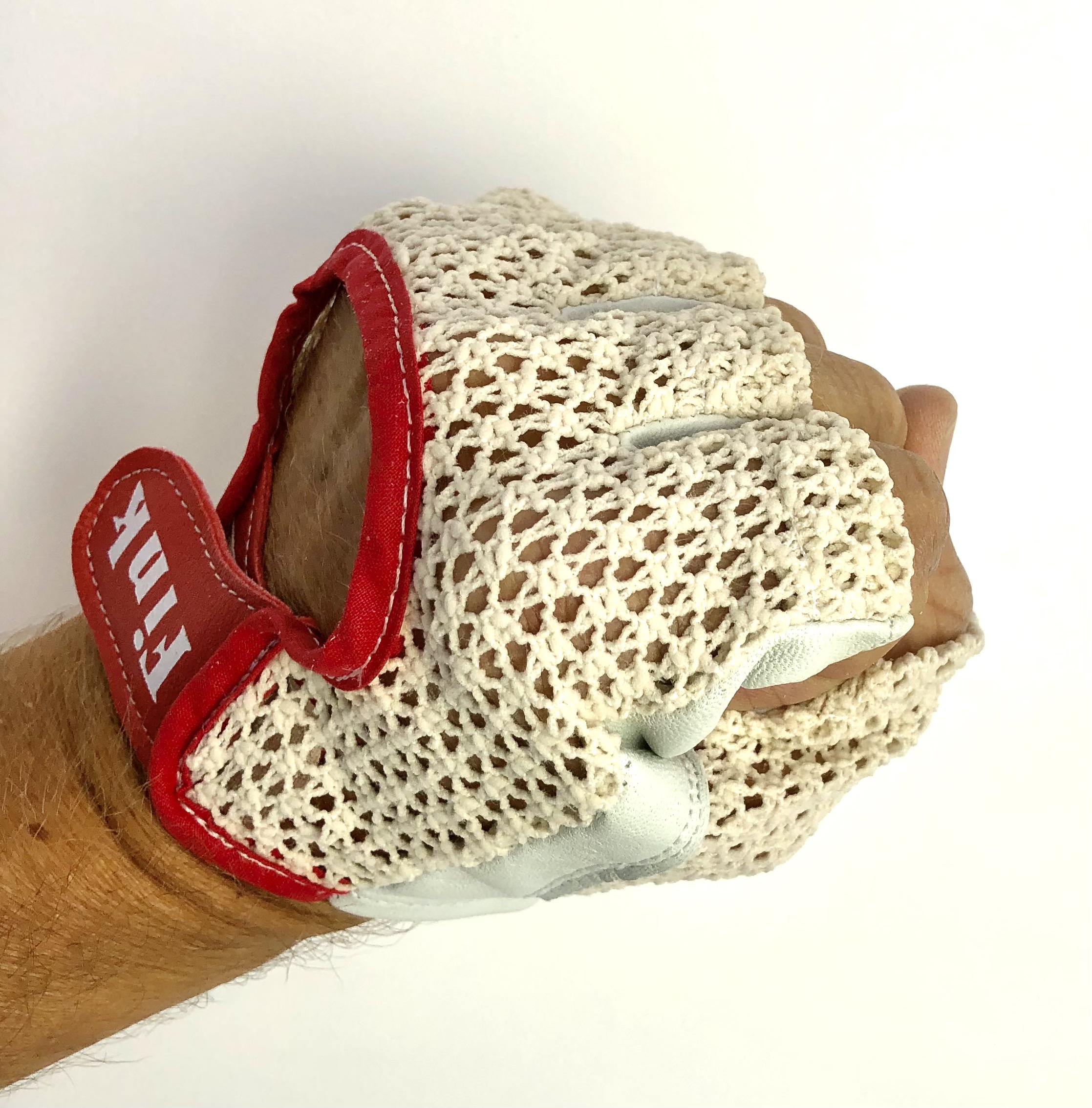 Original GANT 1970s Vintage Fahrradhandschuhe, Fahrerhandschuhe weiß / rot, Größe 9